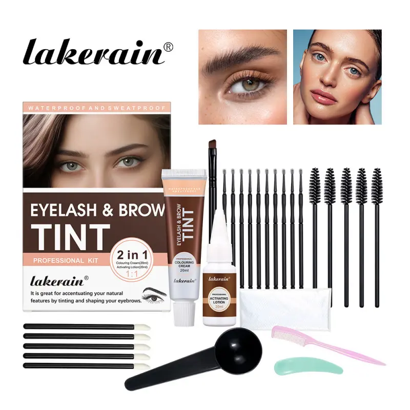 Lakerain 2-in-1 Eyelash and Brow Coloring Set - Waterproof Eyebrow Makeup Tinting Cream and Eyelash Coloring Kit, featuring 3 colors, providing a long-lasting and natural result