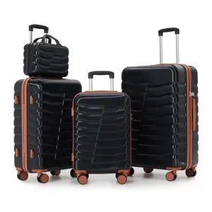 Luggage Sets PC Hardshell Durable Suitcase Sets Double Spinner Wheels TSA Lock Zippers 4 Piece Luggage Set for Women Men,Black(14/20/24/28 inch）