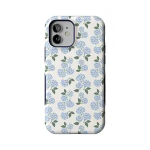 Casely iPhone 12/12 Pro Case | Nantucket Cottage | Blue Hydrangea | Bold Protective Design | Compatible with MagSafe