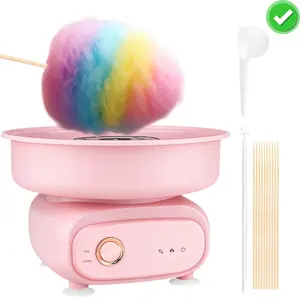 Pink Cotton Candy Machine for Kids, 500W Vintage Candy Floss Maker, 30cm Bowl, Home & Party Gift