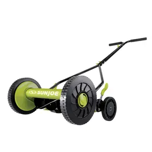 Sun Joe Cordless, Manual Push Steel Reel Lawn Mower, 14 Inch, Green, MJ503M