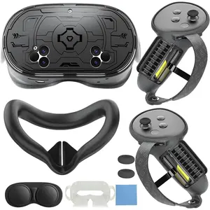 7-in-1 Protective  Cover Set compatible with  Quest 3s Accessories, Included Upgrade  Opening Controller Grips,   Cover and Shell cover_(TPU-Black)