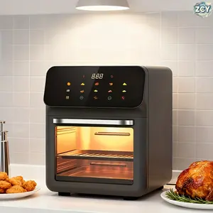 Home air fryer, large capacity kitchen small appliance with smart touch screen operation, equipped with viewing window, integrated multi-function, kitchen roaster suitable for making French fries, visible electric fryer, home kitchen air fryer