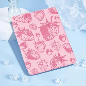 Strawberry Pattern Tablet Case, Auto Sleep/Wake Tablet Protective Cover, Tablet Protector Compatible with iPad 9/8/7th Generation, Air4/5/6, 9.7, 10.5, Pro11, 12.9 Inch