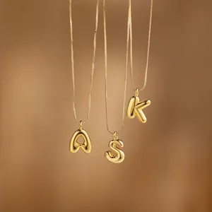TEWIKY Gold Layered Bubble Letter Necklace Dainty Simple Pendant with Elegant Hypoallergenic Jewelry Party Daily Wear For Women Fashion Items Holiday gifts
