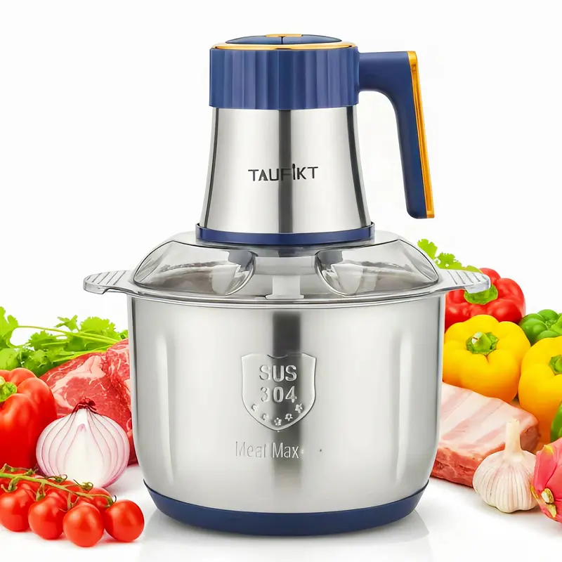 Newly Upgraded 5L Food Processor, Electric Multi-Functional Chopper with Meat Grinder and Vegetable, 5 Speed Modes, 6 Blades, Suitable for Onions, Ice, Nuts, Fruits, Garlic, Baby Food