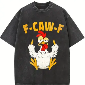 Fashion Garment F Caw F Rooster Funny Bird Fcawf Chicken Whisperer Fawk Off T-Shirt for Women - 100% Cotton Crewneck Short Sleeve 100% Premium Cotton T-shirt