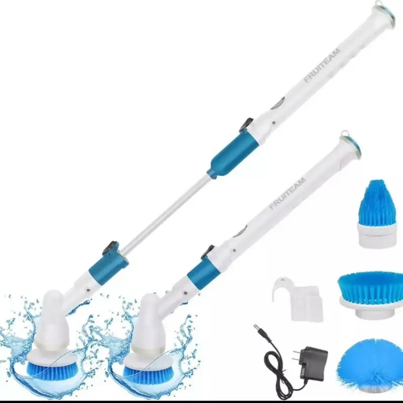 FRUITEAM Electric Spin Scrubber Cordless Bathroom Scrubber Super Power Floor Scrubber with 2 Brushes and 2 Replacement Heads