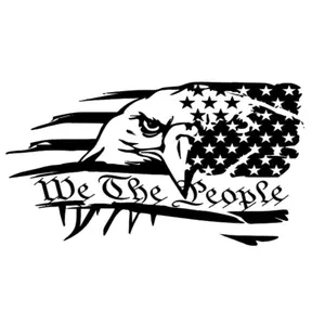 We the people Eagle American flag vinyl window decal