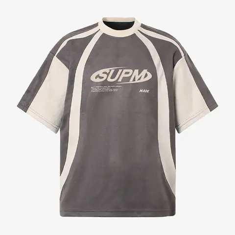Supermade Men's Breathable Cotton Casual Stylish Short-Sleeve Round Neck T-Shirt - Relaxed Fit Jersey Fabric, Deconstructed Design, Contrast Stitches, Graphic Print Streetwear Top