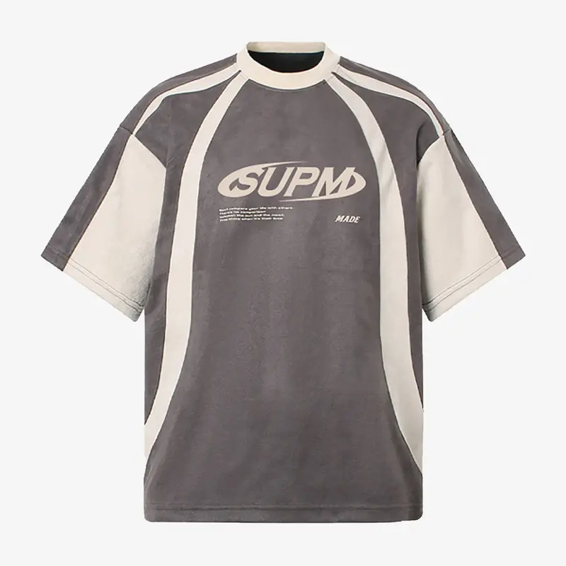 Supermade Men's Breathable Cotton Casual Stylish Short-Sleeve Round Neck T-Shirt - Relaxed Fit Jersey Fabric, Deconstructed Design, Contrast Stitches, Graphic Print Streetwear Top