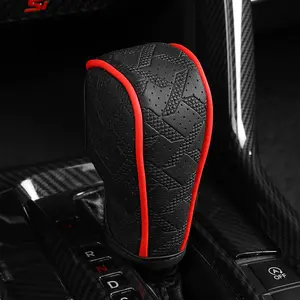 [PU Leather Shift Knob] 1pc PU Leather Car Gear Shift Knob Protective Cover - Anti-slip Hand Brake Sleeve - Car Interior Decor Accessories, Christmas, gifts