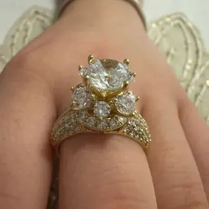 Tall Flower Beautiful Ring with Sparkling Cubic Zirconia and Intricate Design Perfect for Special Occasions