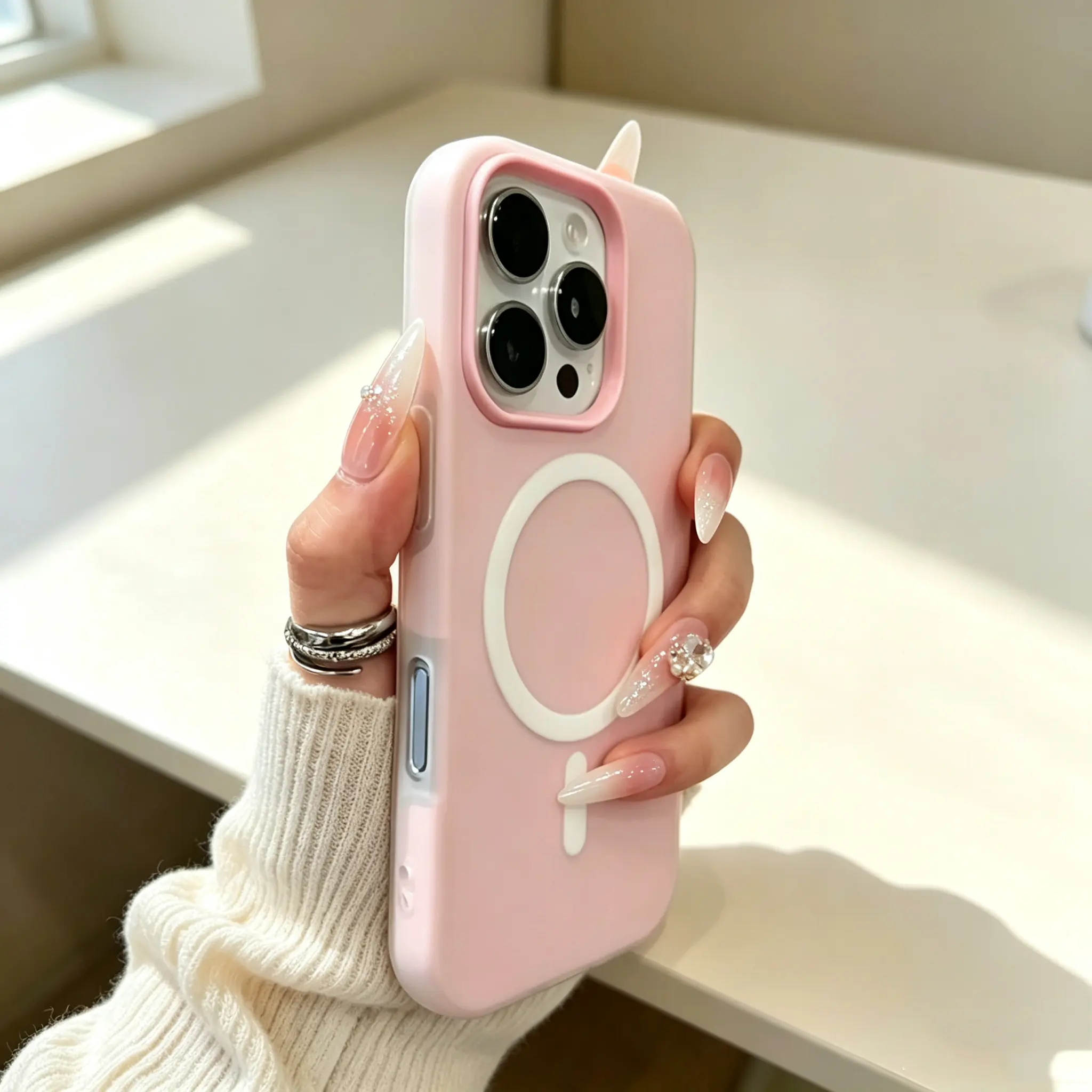 Luxury Candy Color 2-in-1 Magsafe Case for iPhone 17 Air/16/15/14 Pro Max&S22/23PLUS/24/25/26ULTRA – Magnetic Wireless Charging Clear Matte Cover With A Candy-colored Girlish Design, Shockproof Silicone Protective Shell