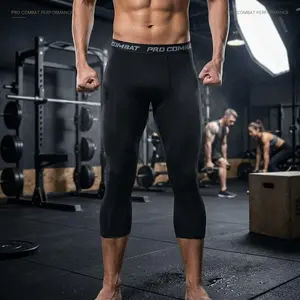 Men's 3/4 Compression Pants Athletic Leggings - Running Workout Tights Base Layer for Basketball Sports Football Gym Training Breathable Moisture Wicking Performance Stretch Fit Comfortable Activewear