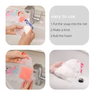 10 Counts Exfoliating Mesh Soap Bag Foaming Net， Face Cleansing Foaming Nets, White Pouch with Drawstring for Bath & Shower，Scrub Cleansing  Soap Bubble Mesh Bags sponge baby natural sponge