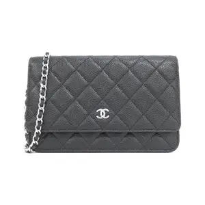 Pre-owned CHANEL Calfskin Small Leather Goods Timeless Classic Caviar Skin Wallet