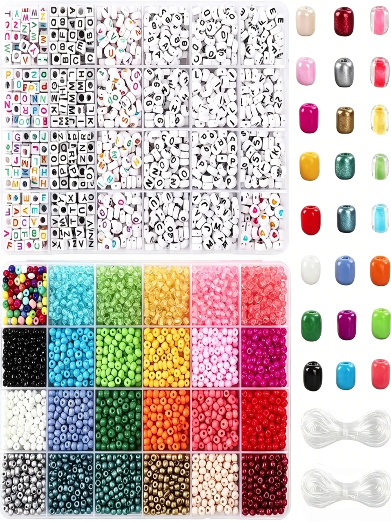 Friendship Bracelet Kit, 7600pcs Glass Seed Beads & Letter Beads, DIY Jewelry Making Supplies, Crystal & Elastic Strings Included, Craft Beads, Bead Kits