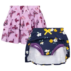 2-Pack Girls Potty Training Skirts with Ruffle Skirt and Soft and Comfortable Training Shorts