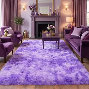XEXSIN Purple Tie-Dyed Large Rugs for Living Room, Shaggy Rug Fluffy Throw Carpets, Ultra Soft Plush Modern Indoor Fuzzy Rugs for Bedroom Girls Kids Nursery Room Dorm Home Decor