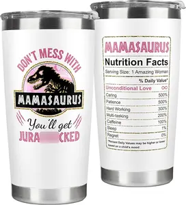 DDON'T MESS WITH MAMASAURUS You'll Get JURASSKICKED Tumbler, 20oz Tumbler Gift For Mom From Daughter Son, Double-Sided Insulated Cup, Gift Ideas For New Moms