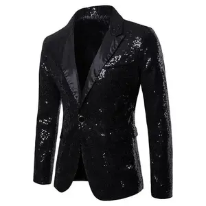 Men's sparkling contrast sequin button jacket, slim fit long sleeved suit jacket, suitable for parties, formal occasions, all season men's clothing, men's clothingGift
