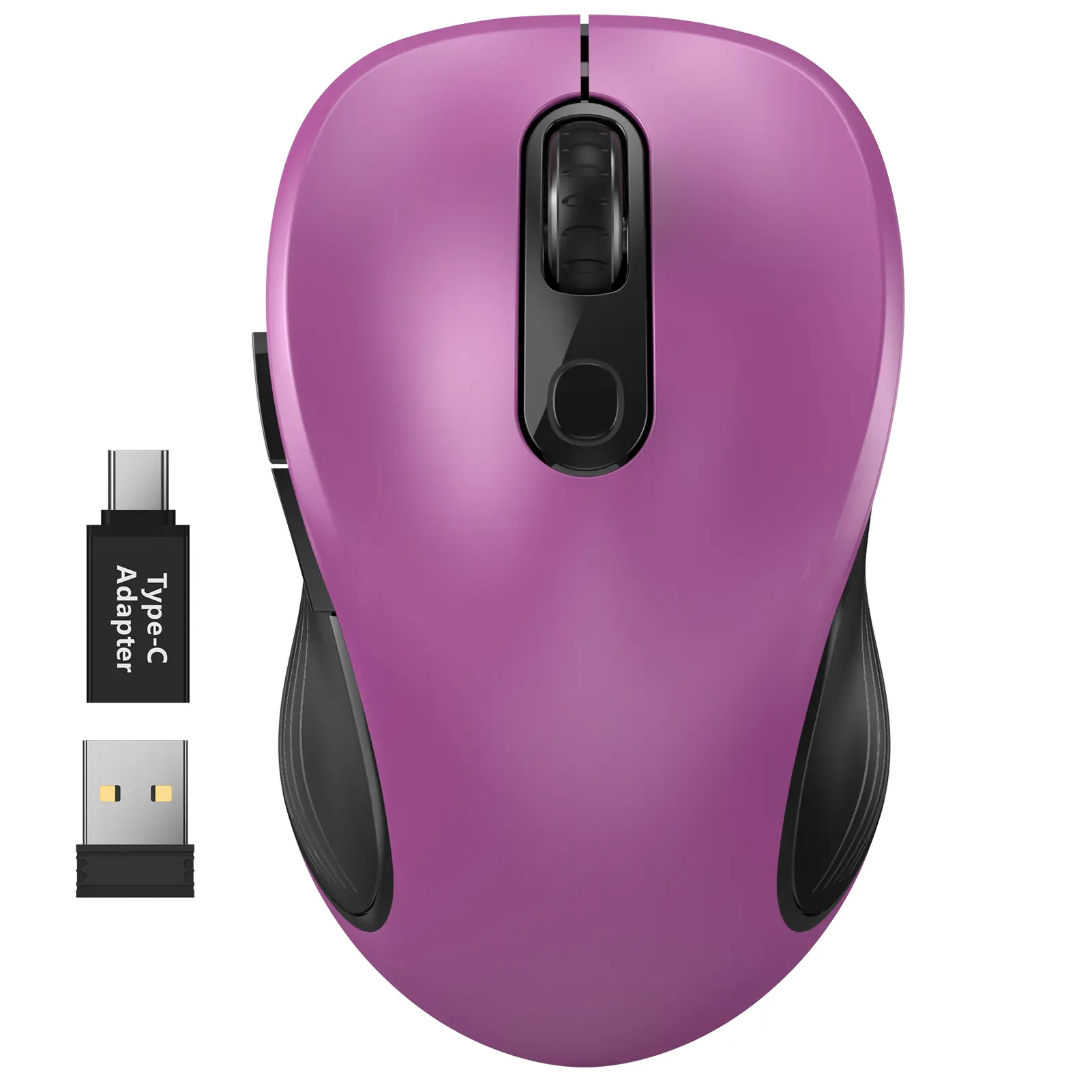 SABLUTE 2.4G Wireless Mouse - Ergonomic Streamlined Arc Design, 6 Buttons, USB Receiver & Type-C Adapter, No Delays No Dropouts, for Windows Mac PC Laptop Notebook (Non-Bluetooth) - Back to School