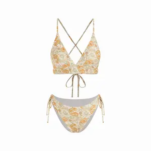 Cider Paisley Criss Cross Tie Side Bikini Set
