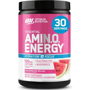 Optimum Nutrition Amino Energy Powder Plus Focus, with BCAA, Electrolytes, and Caffeine, Watermelon, 30 Servings (Packaging May Vary)