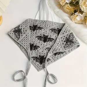 New Bohemian Crochet Bat Pattern Triangle Headband, Cotton Knitted Headband, Handmade Headband, Perfect for Halloween and Festive Occasions