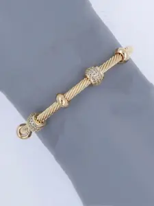 Unisex Adjustable Stainless Steel Bracelet, Dual-Tone Gold & Silver Color, Punk Gothic Style, Fashionable Bracelet, Ideal for Daily Wear, Valentine's Day gift Perfect Holiday Gift, Stainless Steel Wrist