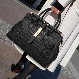 vb Crocodile Pattern Handbag For Women, Luxury Genuine Leather Tote Bag, Elegant Top Handle Office & Work Purse gf