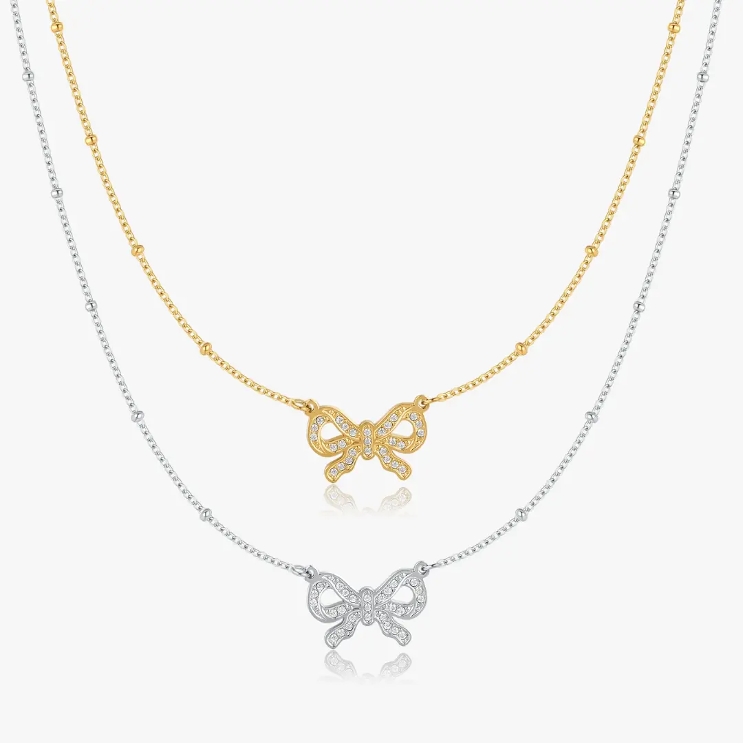 Pave Bow Necklace