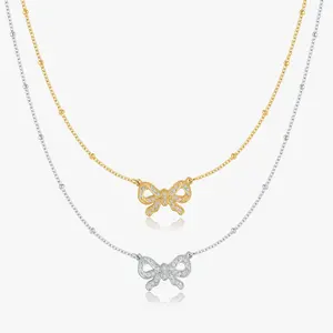 Pave Bow Necklace