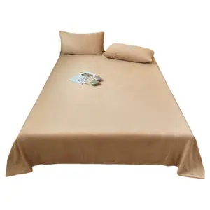 Class A Thickened Milk Velvet Bed Sheet Single Piece Autumn Winter Fleece Lined Solid Color Duvet Cover Coral Velvet Three Piece Set