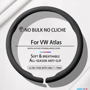 Custom VW Atlas Flat Bottom Steering Wheel Cover | Premium Napa Leather | Mom Car Essentials
