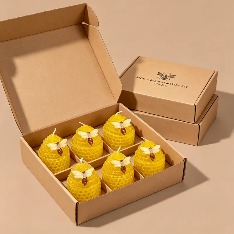 6/12pcs Unscented Natural Beeswax Yellow Dwarf Taper Candles - 4.5x5cm Handmade Rolled Mini Cylindrical Slow Burn Homemade Candles, Desk/Bedroom Dresser Honeycomb Decor Gift for Valentine's Day Mother's Day, Home Supplies