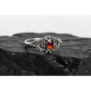 Sterling Silver Signet Ring with Red Agate Stone - Unisex 8mm Face, 2mm Band