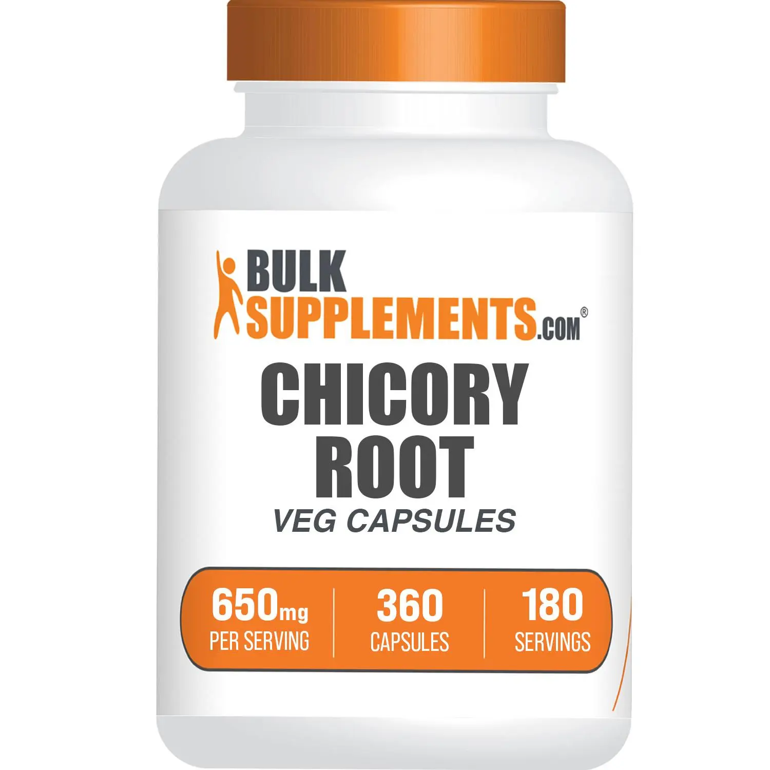 BulkSupplements - Chicory Root Extract Capsules - 650mg per Serving (360 Capsules - 180 Servings) Gut Healthy Booster Fiber