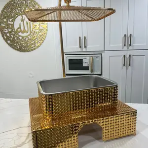 Exquisite 6 Quart Round Gold Chafing Dish with Lid and Stand for Catering and Special Events
