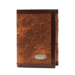 Nocona Men’s Ostrich Print Leather Wallet with Silver Concho