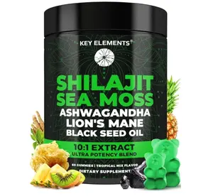 Organic Shilajit Gummies with Sea Moss Gummies - Shilajit Supplement for Immune Support - Pure Himalayan Shilajit and Ashwagandha with Sea Moss and Shilajit, Lion’s Mane Extract and Black Seed Oil