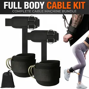 Premium Padded Ankle Straps & D-Ring Wrist Wraps, Ultimate Cable Machine Bundle for Bootsy Workouts, Weightlifting & Gym Use