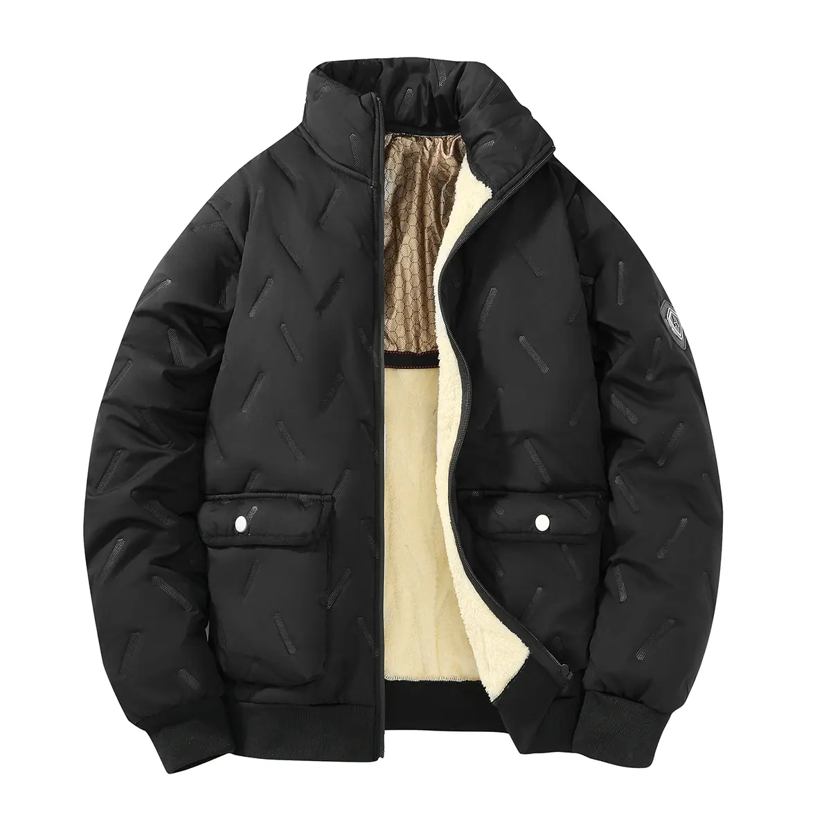 Men's Chic Shearling Jacket - Casual Basics Outerwear in a Relaxed Fit for Cold Weather and All-Day Comfort, Jackets, Menswear, Cold Weather Gear, Longsleeves, Loose-Fitting, Machine Washable, Plain, Tops