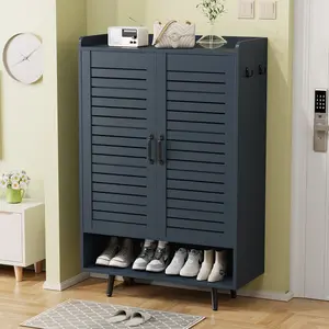 【HolidayHaul】Shoe Cabinet with Doors, 6-Tier Shoe Storage Cabinet with Adjustable Shelves, Wooden 50'' Tall Shoes Rack Organizer Cabinet for Entryway, Front Door, Hallway Closet, Living Room - Blue