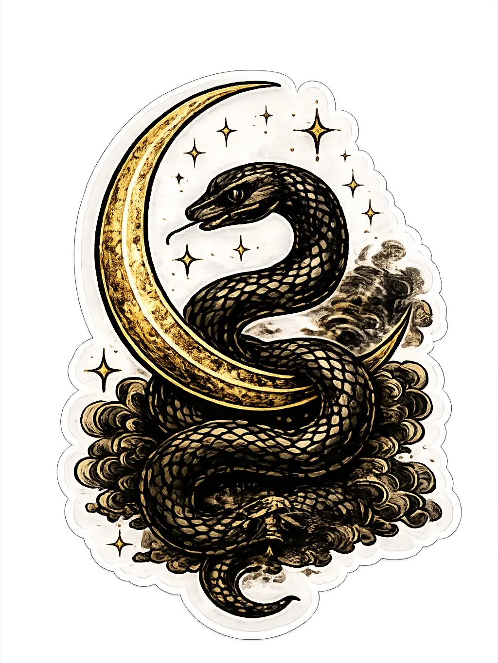 Waterproof Vinyl Sticker - "Golden Snake"
