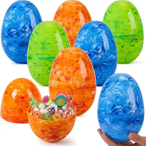Easter party favors gift 6 Pcs Jumbo Marble Easter Eggs, 6 Inches Giant Plastic Eggs Fillable for Easter Themed Hunt Basket Stuffers Fillers Filling Treats Party Favor Classroom Prize Supplies