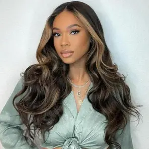 Unice 13x4/7x5 Pre-cut HD Lace Front Peek A Boo Blonde Highlights Body Wave Black Glueless Wig
