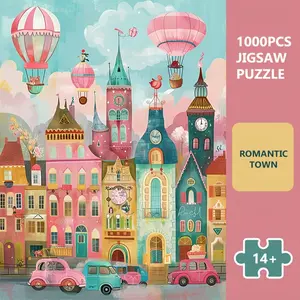 Romantic Town Jigsaw Puzzle - 1000pcs, Vibrant Cartoon-Style Wall Art for Adults, Relaxing Home Decor & Ideal Holiday Gift, 27.6" x 19.7, Paintogn, Cute, Crafts