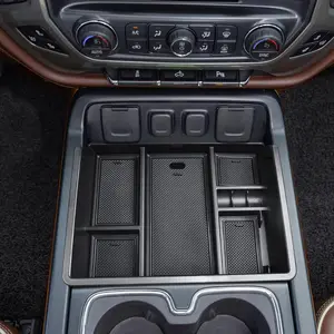 Center Console Organizer Tray Compatible with 2014-2018 Chevy Silverado/GMC Sierra 1500 Accessories 2015-2019 Silverado/Sierra 2500HD/3500HD Compartment Storage,Full Console w/Bucket Seat ONLY